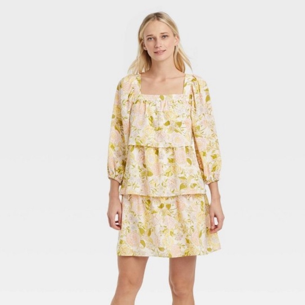 Who What Wear Floral Tiered Dress